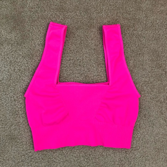 Free People Good Karma Square Neck Sports Bra In Hot Pink. NWOT! Sz XS/S & M/L - Picture 7 of 9